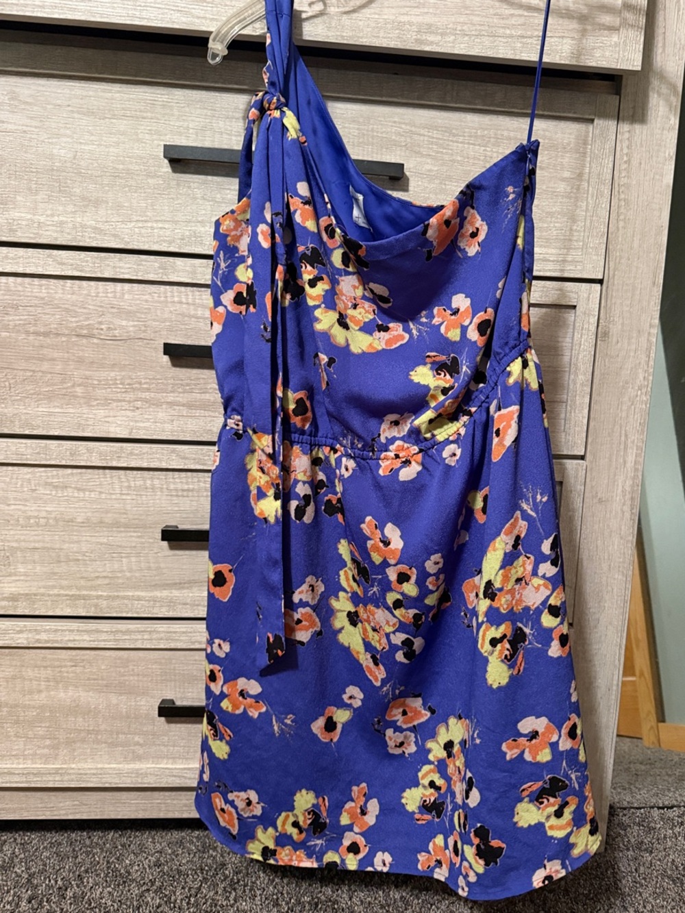 mac & jac Cobalt Blue One-Shoulder Floral Mini Dress